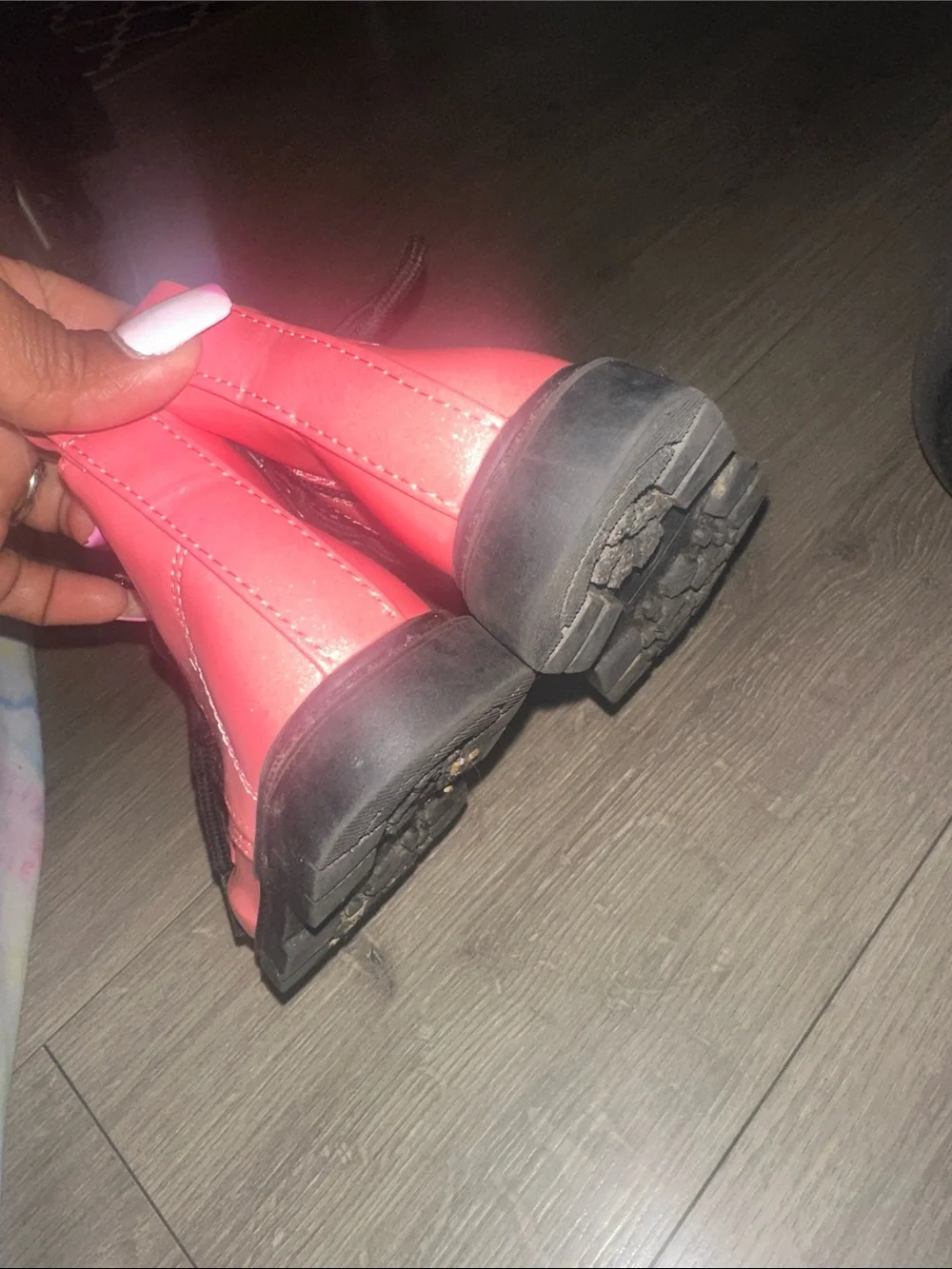 Kids Pink Lace-Up Ankle Boots